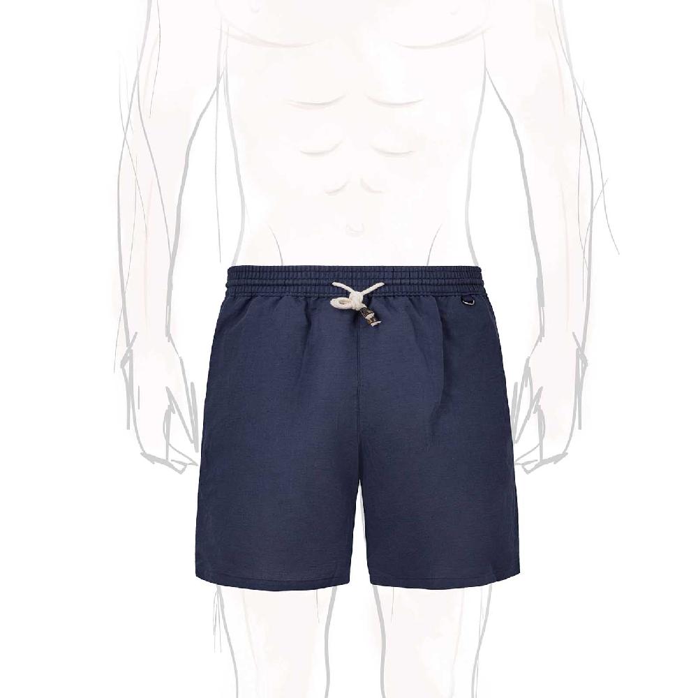 Rubinacci Costume da bagno blu in lino e cotone
