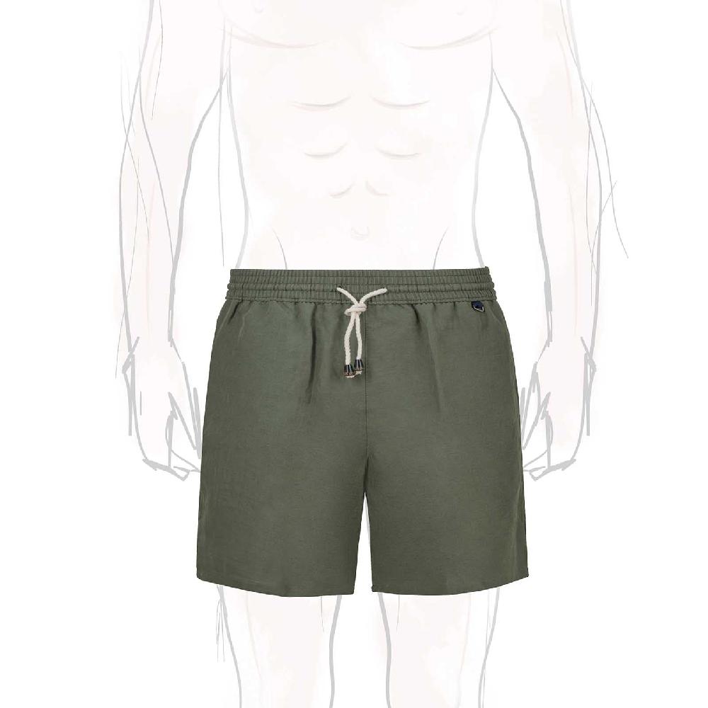 Rubinacci Costume da bagno verde in lino e cotone