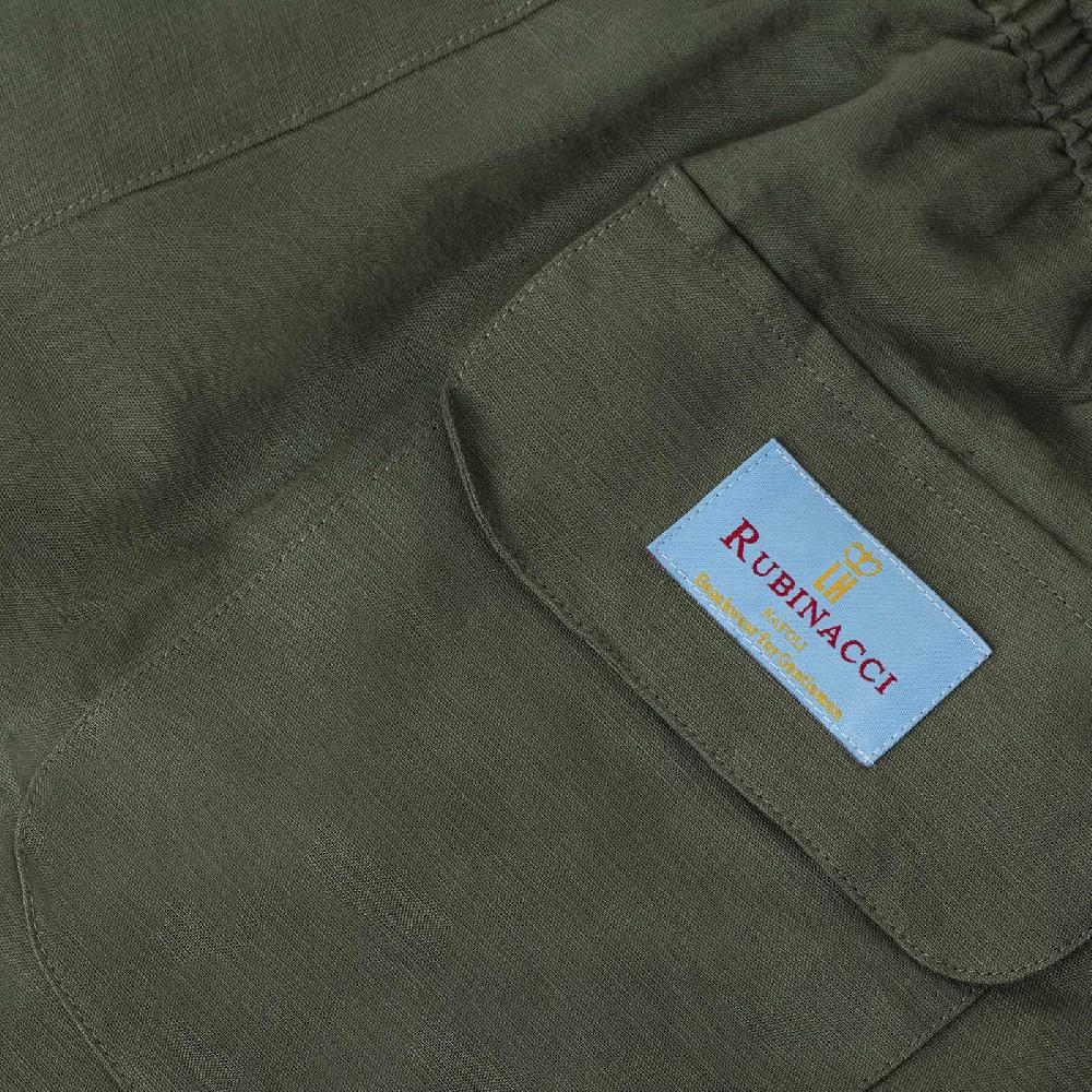 Rubinacci Costume da bagno verde in lino e cotone Consegna Veloce