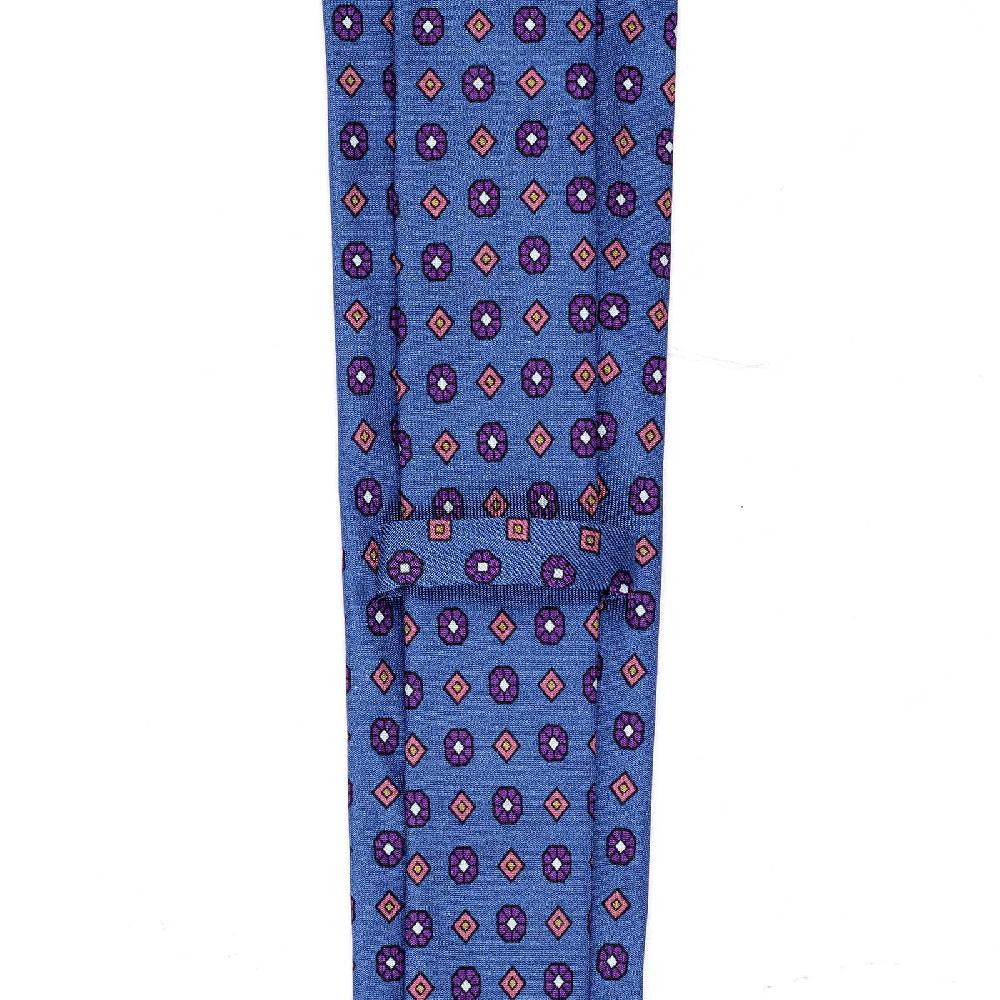 Rubinacci Cravatta in twill di seta con stampa floreale blu Saldi