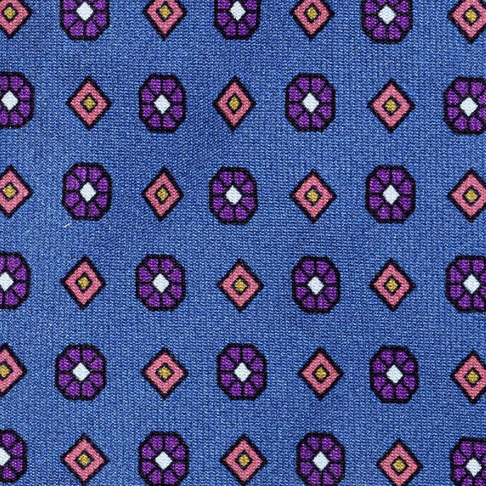 Rubinacci Cravatta in twill di seta con stampa floreale blu Saldi