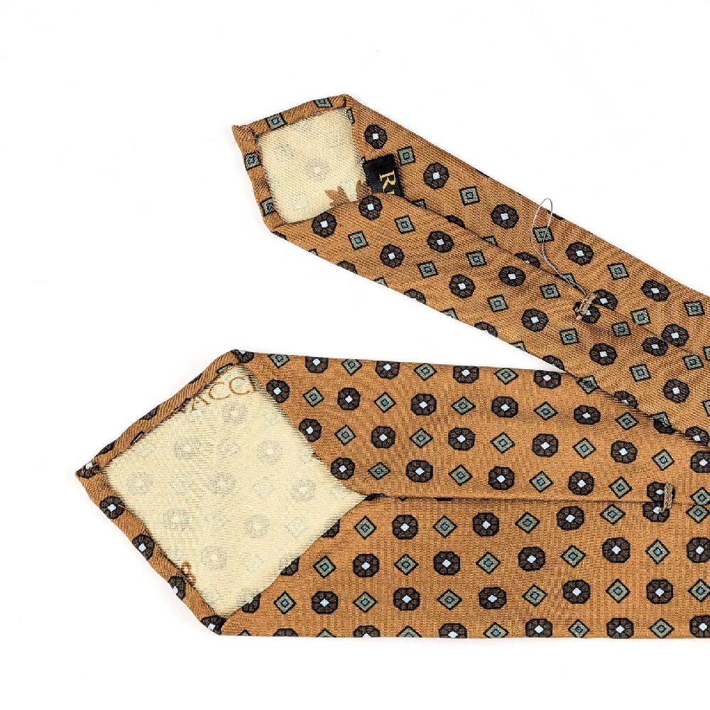 Rubinacci Cravatta in twill di seta arancio con stampa floreale Offerte