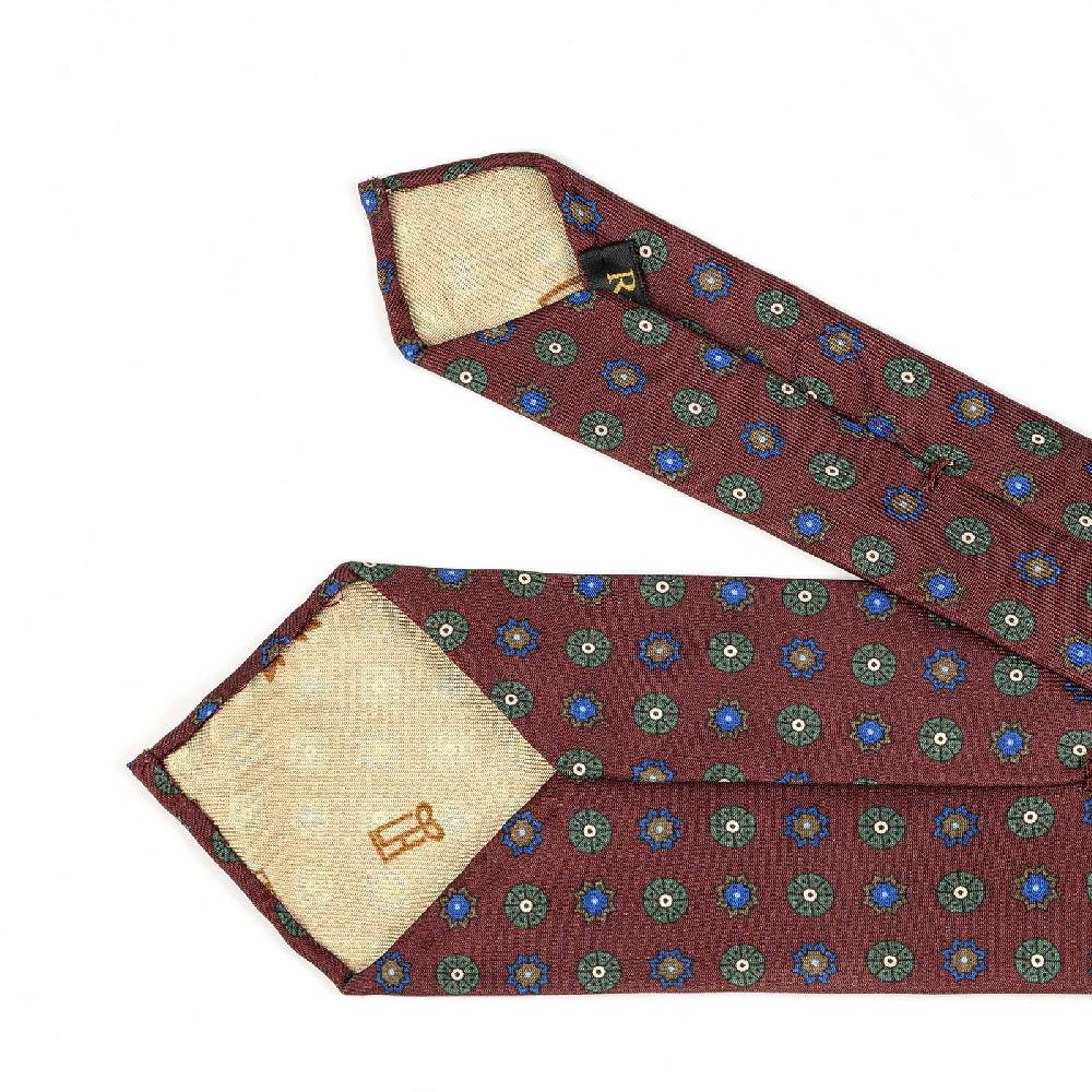 Rubinacci Cravatta in twill di seta bordeaux con stampa floreale Hotsell