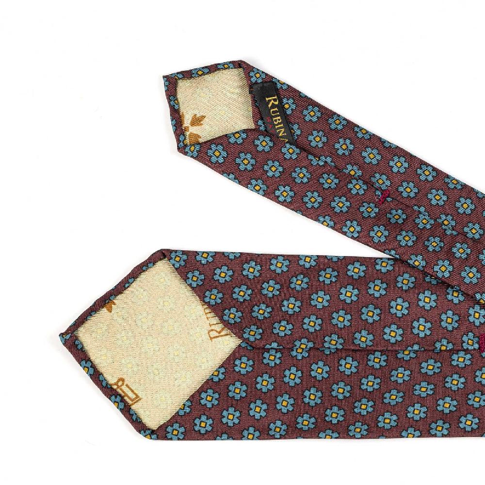 Rubinacci Cravatta in twill di seta bordeaux con stampa floreale Vendita Calda
