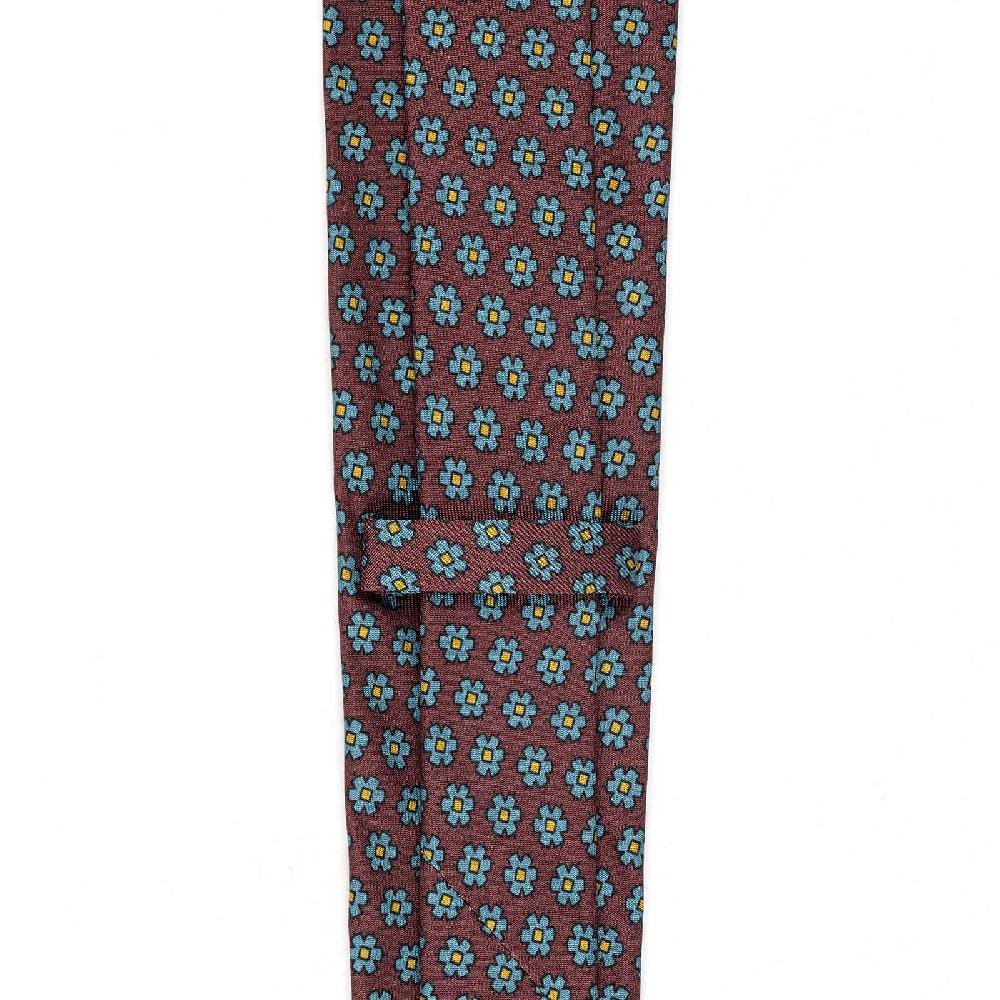 Rubinacci Cravatta in twill di seta bordeaux con stampa floreale Vendita Calda