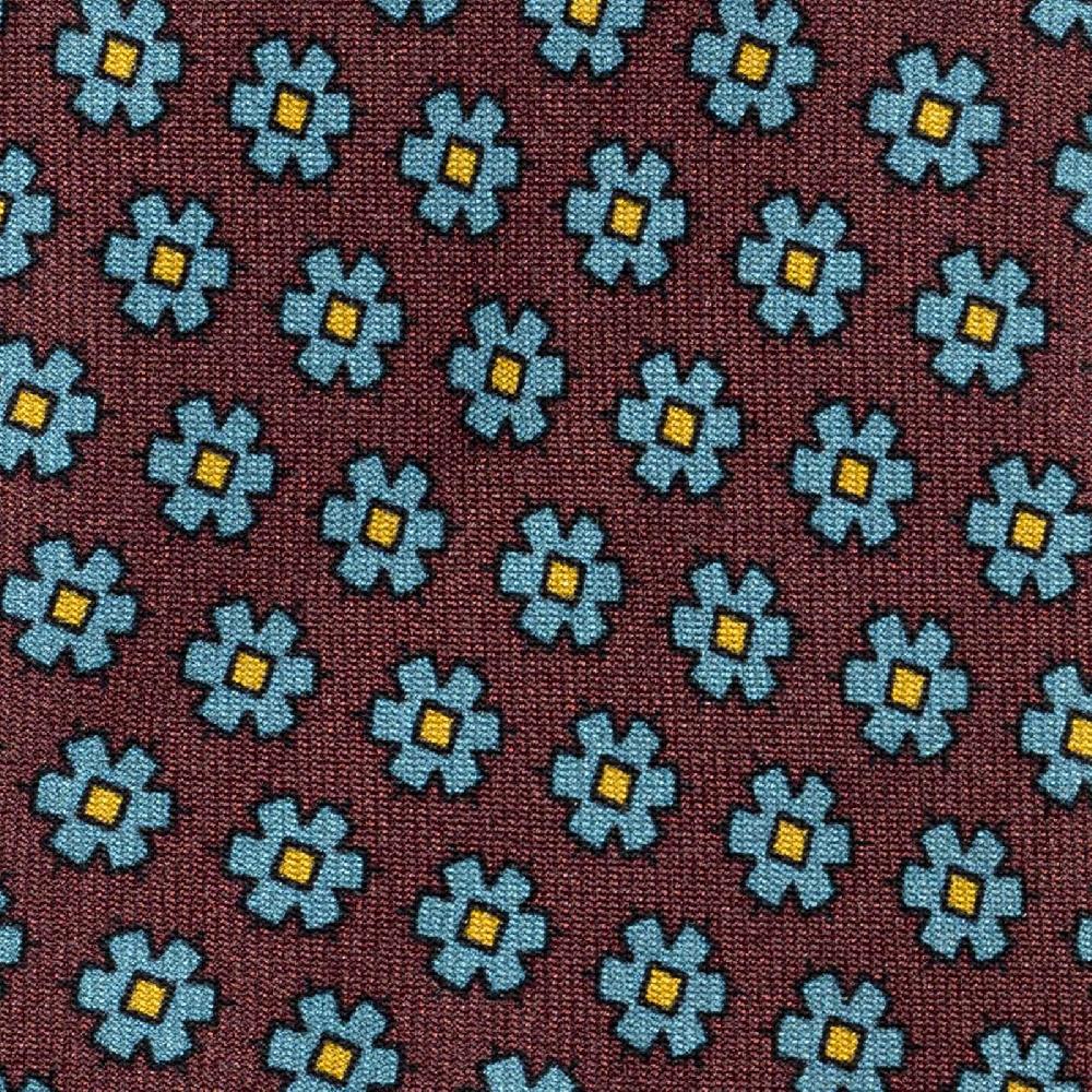 Rubinacci Cravatta in twill di seta bordeaux con stampa floreale Vendita Calda