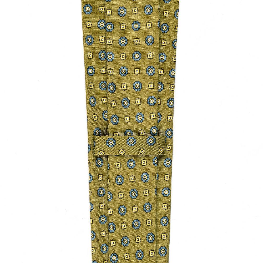 Rubinacci Cravatta in twill di seta senape con stampa floreale Vendita Economica