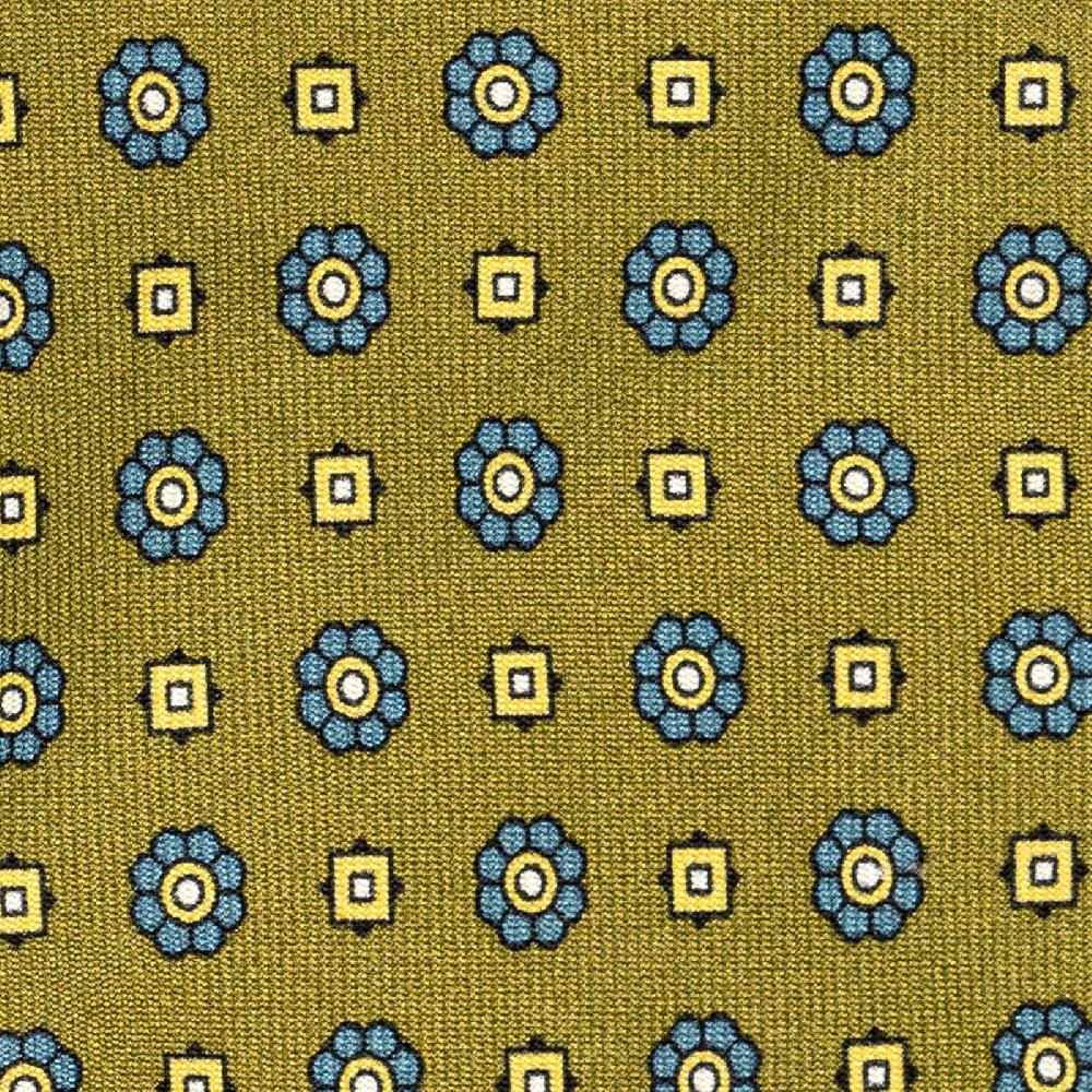 Rubinacci Cravatta in twill di seta senape con stampa floreale Vendita Economica