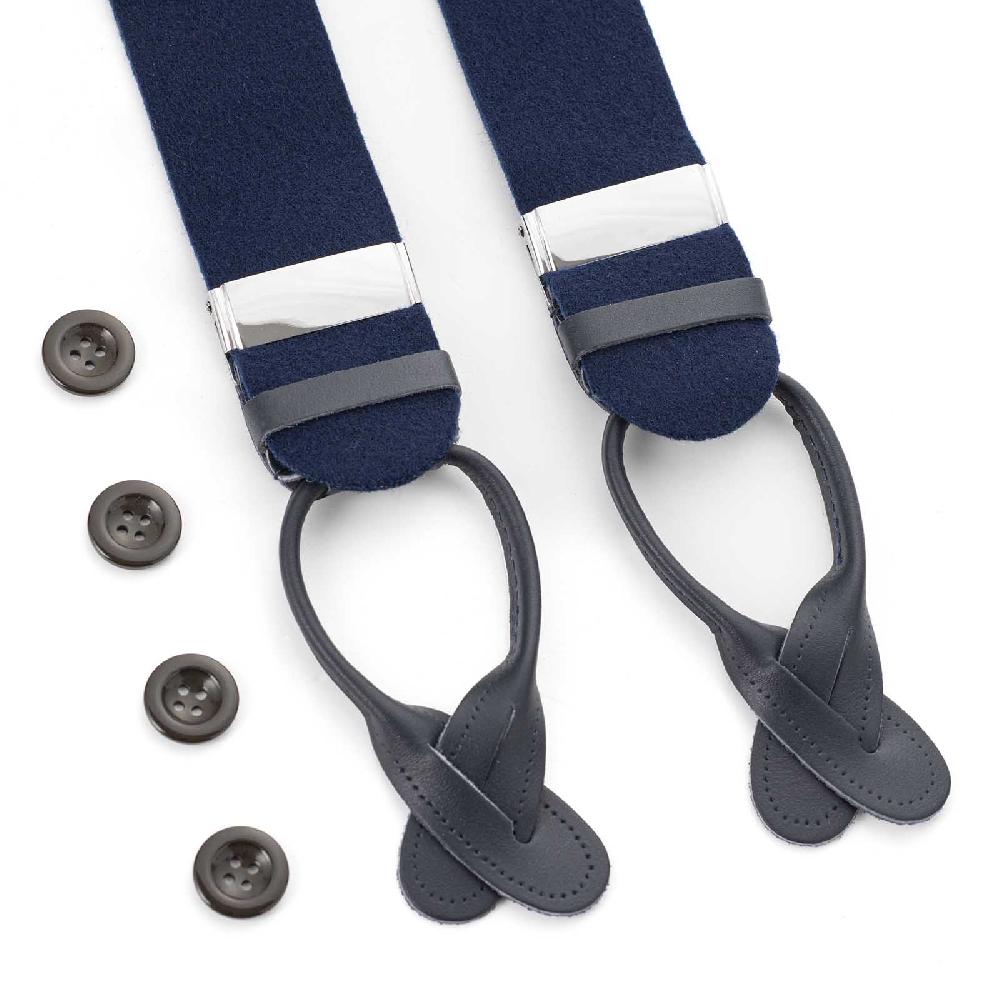 Rubinacci Bretelle in feltro blu Qualità