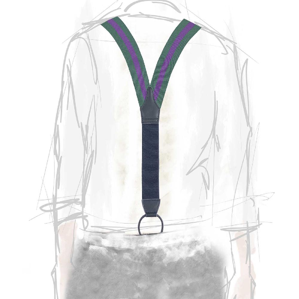 Rubinacci Bretelle rigate viola e verde Consegna Veloce