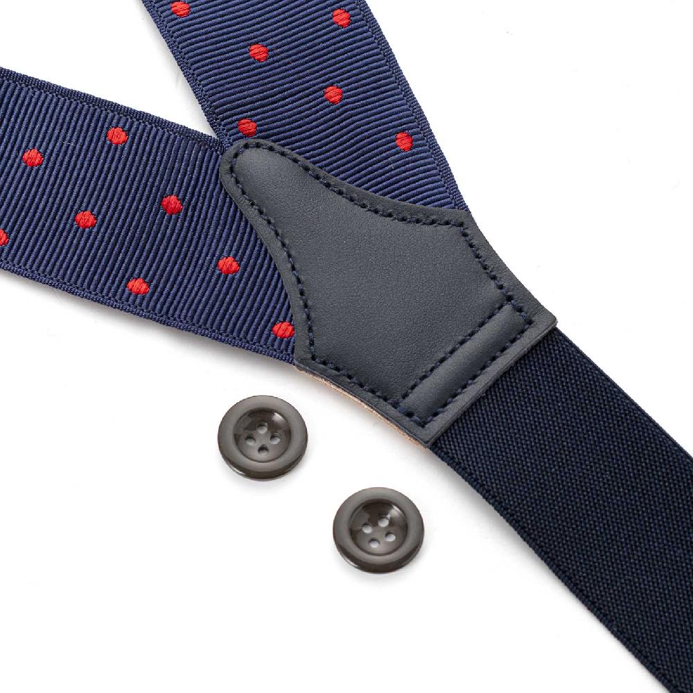 Rubinacci Bretelle blu a pois rosso Promozione Limitata