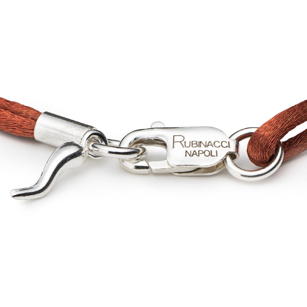 Rubinacci Braccialetto ruby in seta mattone In Saldo