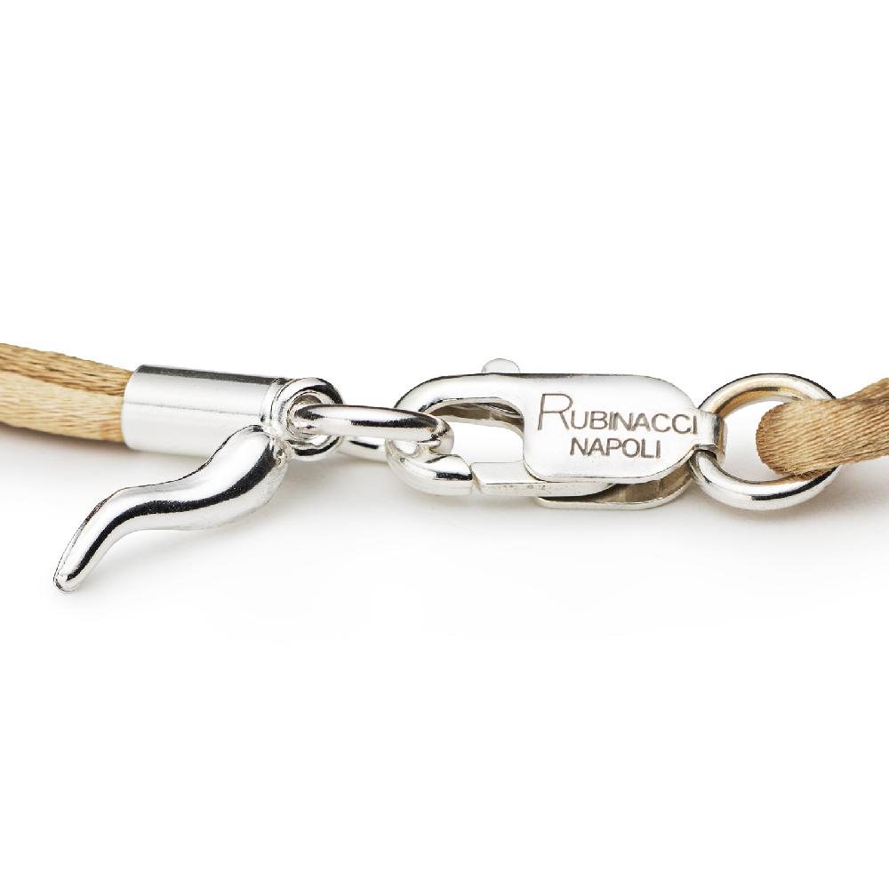Rubinacci Braccialetto ruby in seta beige Italy