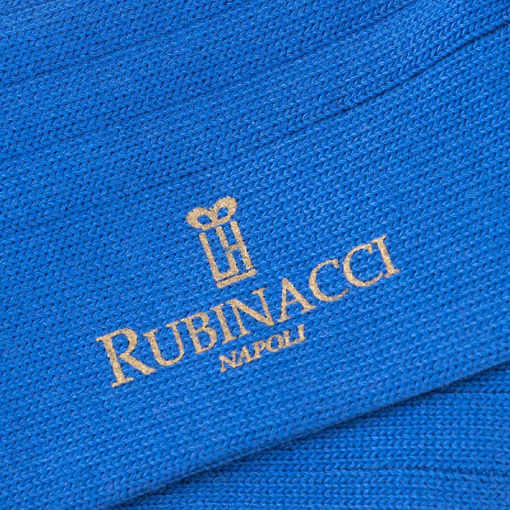 Rubinacci Calze in cotone a costa larga bluette In Vendita