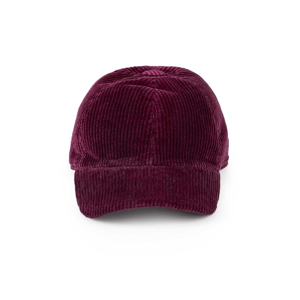Rubinacci Cappello baseball in velluto a coste rubino