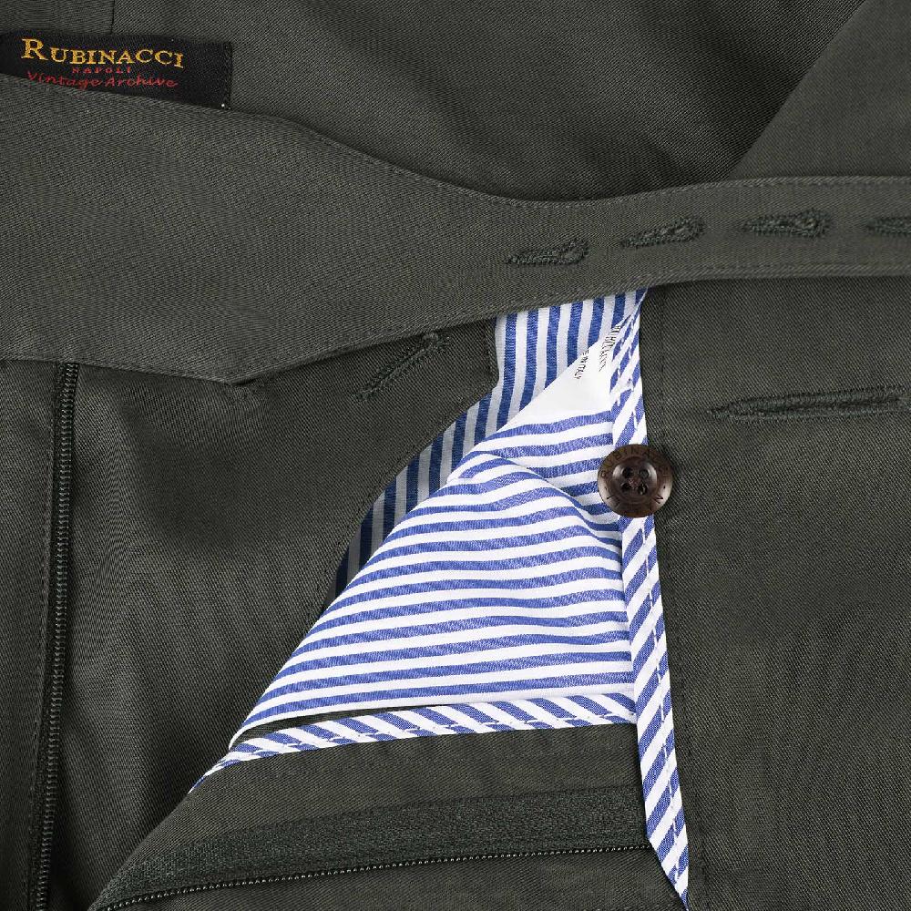 Rubinacci Vintage archive pantalone Manny in cotone verde militare Acquista Ora