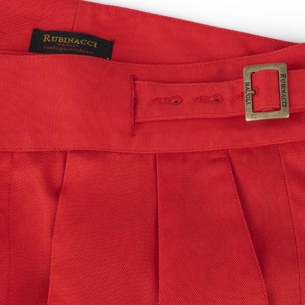 Rubinacci Vintage archive pantalone Manny in cotone rosso Consegna Veloce