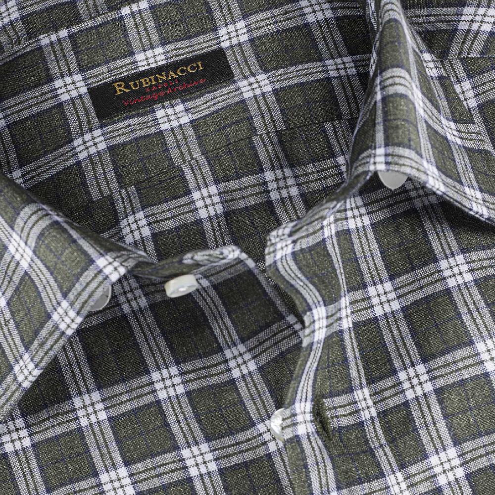 Rubinacci Vintage archive camicia in lino verde e bianco Shopping Online