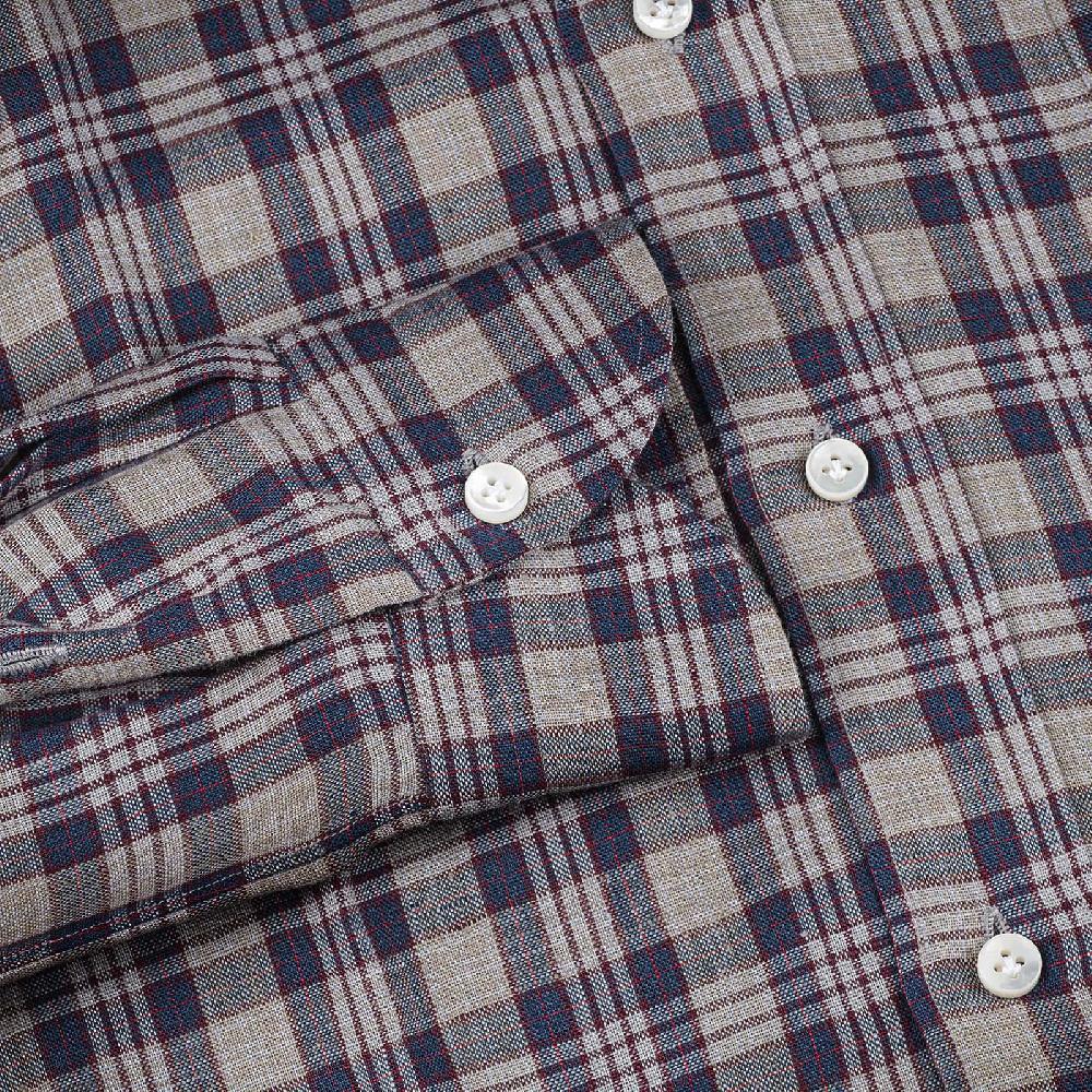 Rubinacci Vintage archive camicia in lino grigio e blu Affare Del Giorno