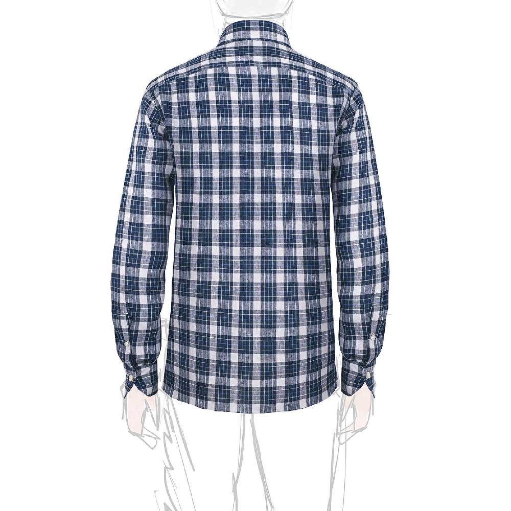 Rubinacci Vintage archive camicia in lino bianco e blu Sottocosto