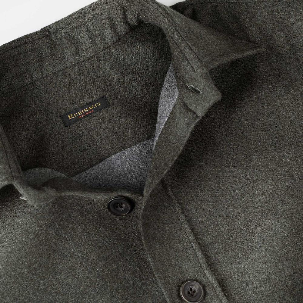 Rubinacci Overshirt in lana e seta verde Promozione