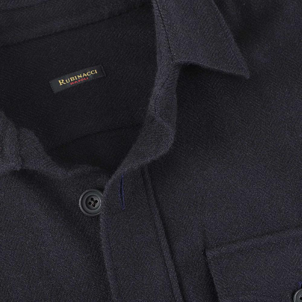 Rubinacci Sahariana in cashmere spigato blu Consegna Veloce