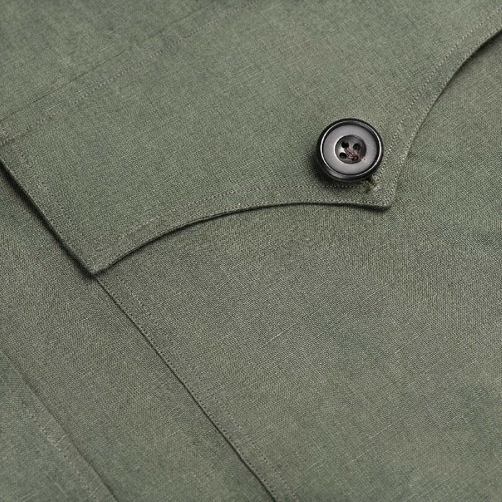 Rubinacci Sahariana in lino verde Sconto