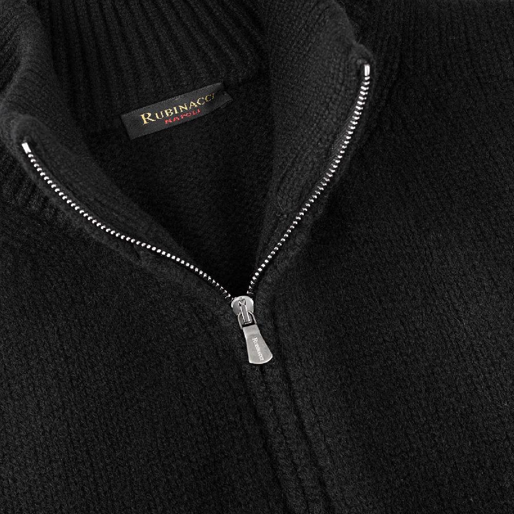Rubinacci Pull zip in cashmere nero Pezzi Unici