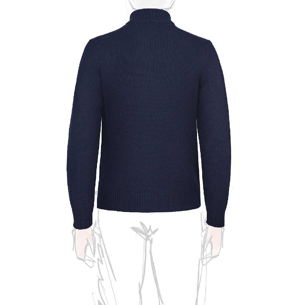 Rubinacci Pull zip in cashmere blu Soddisfazione Garantita