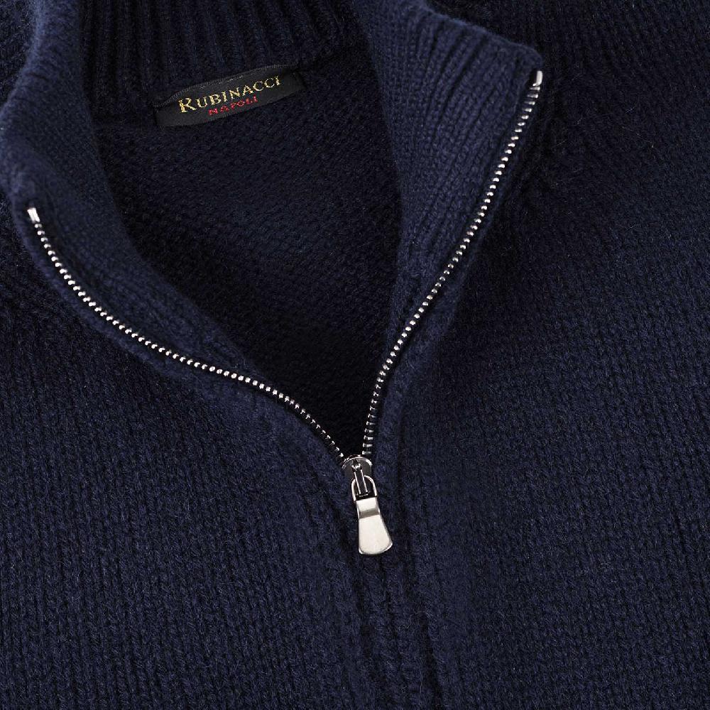 Rubinacci Pull zip in cashmere blu Soddisfazione Garantita