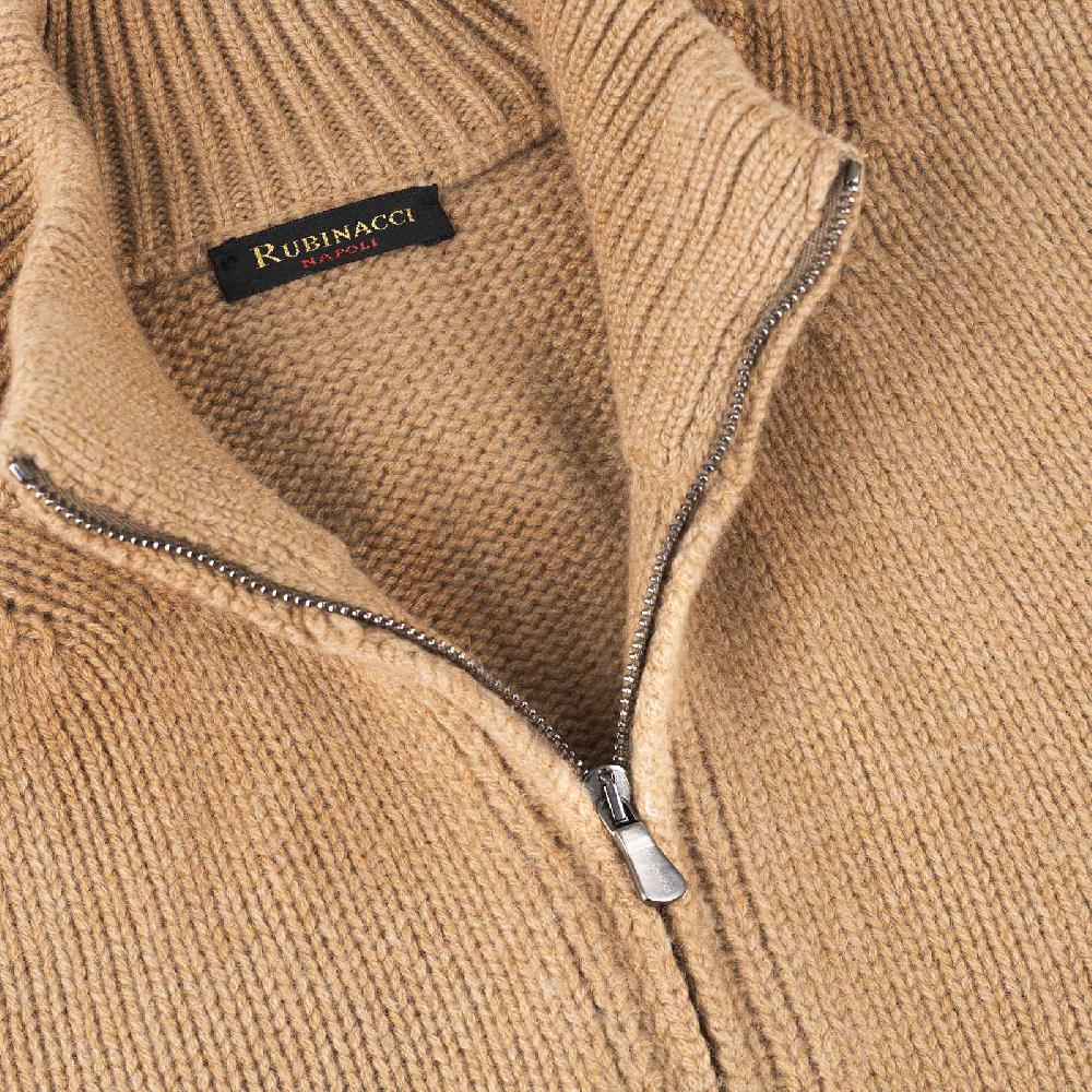Rubinacci Pull zip in cashmere rhum Qualità Garantita