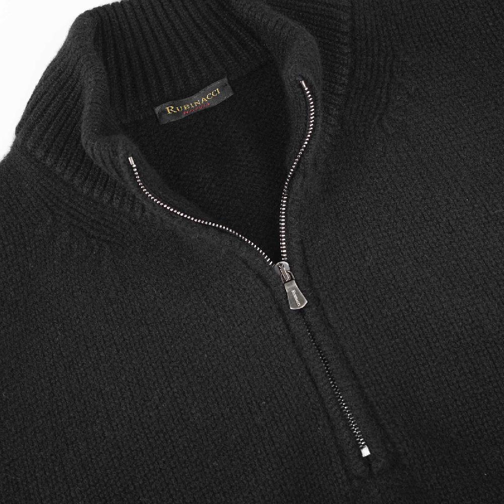 Rubinacci Pull mezza zip in cashmere nero Acquista Ora
