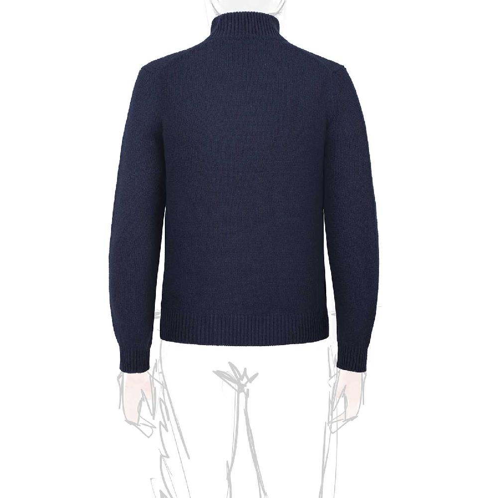 Rubinacci Pull mezza zip in cashmere blu Consegna Veloce
