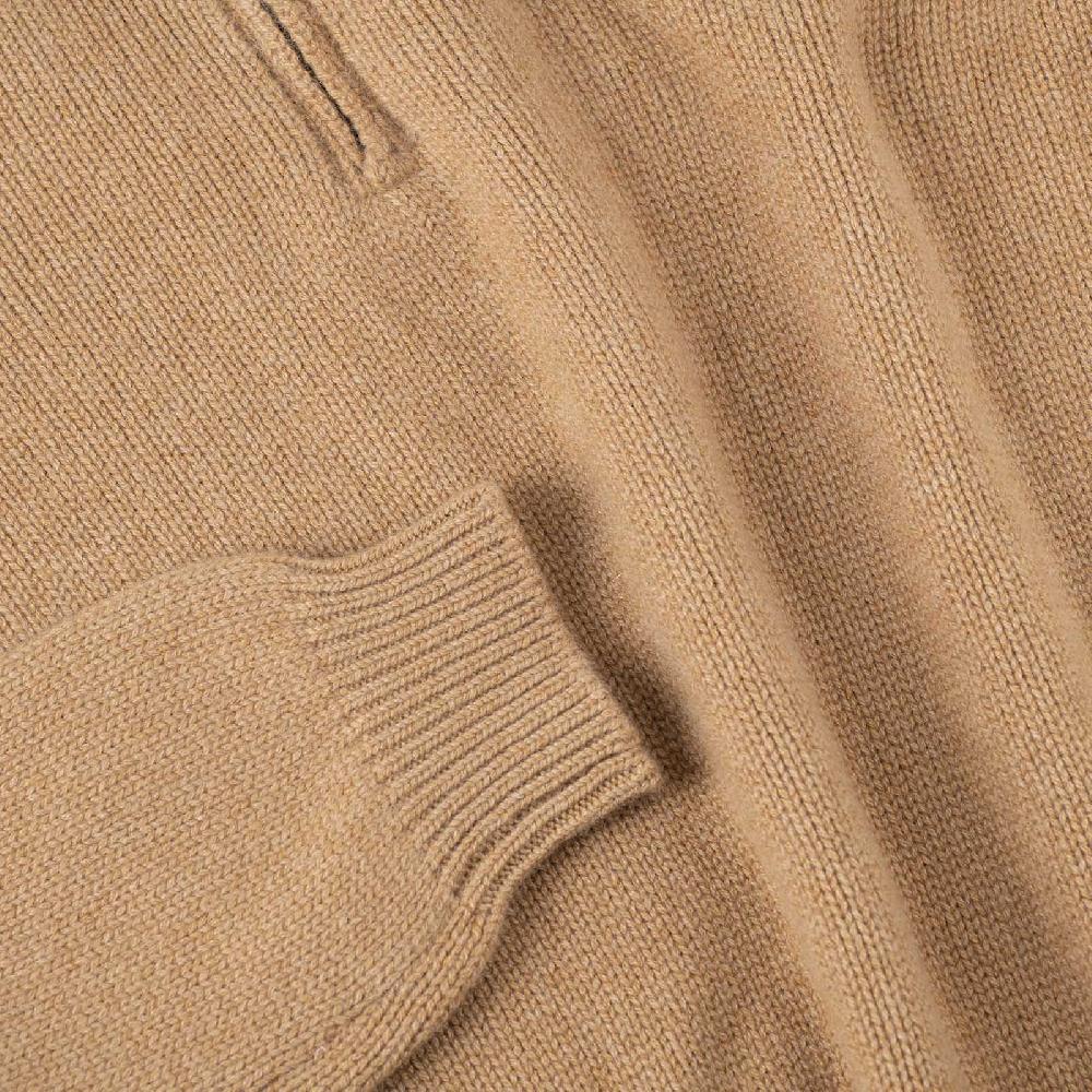Rubinacci Pull mezza zip in cashmere rhum Promozione Limitata