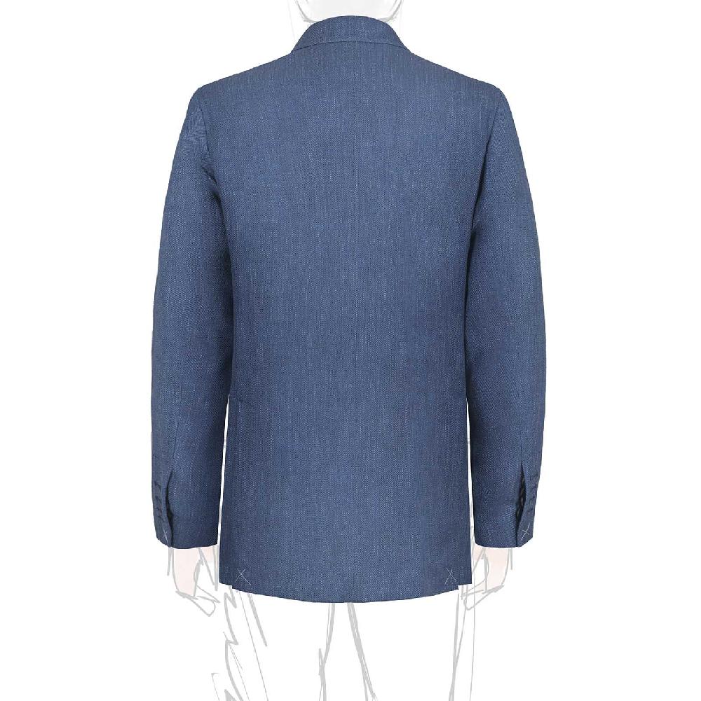 Rubinacci Giacca in lana e seta spigata blu Convenienza