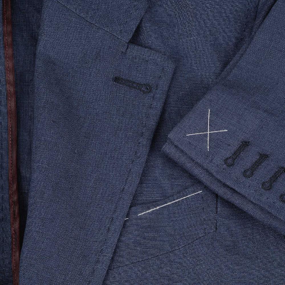 Rubinacci Giacca in lino blu Presa
