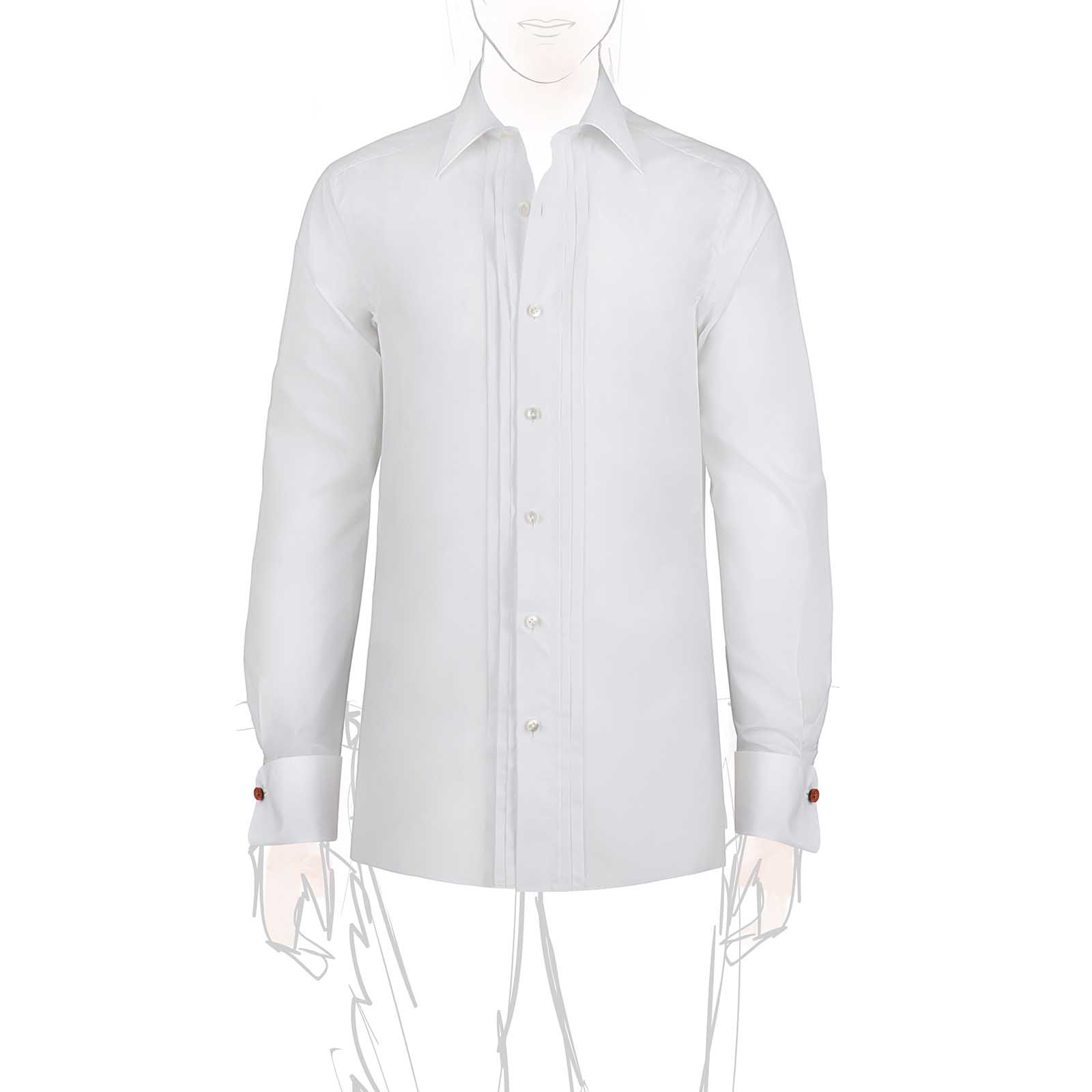 Rubinacci Camicia da smoking in cotone bianca con plisse'