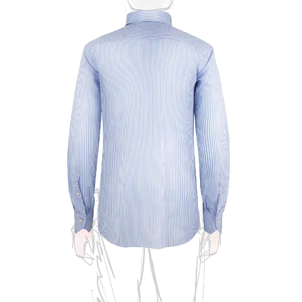 Rubinacci Camicia in cotone rigato bianco e celeste Pezzi Unici