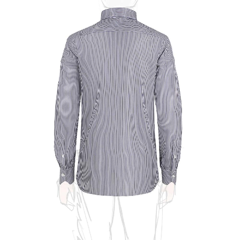 Rubinacci Camicia in cotone rigato bianco e blu Soddisfazione Garantita