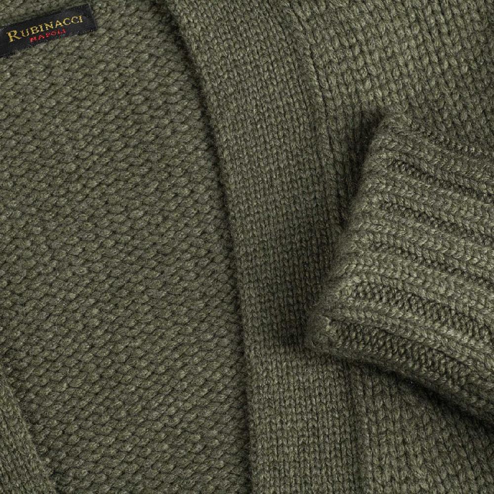 Rubinacci Cardigan cashmere verde oliva Presa