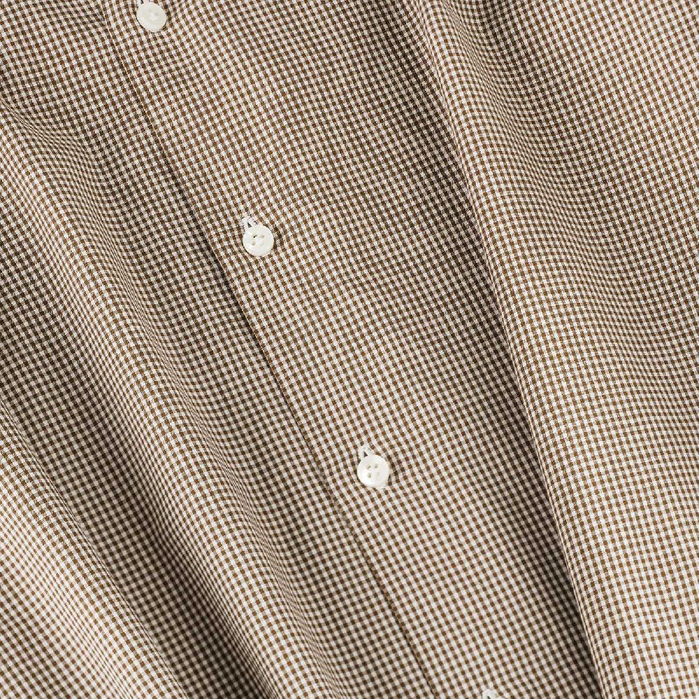 Rubinacci Camicia con collo bianco quadretto marrone Outlet