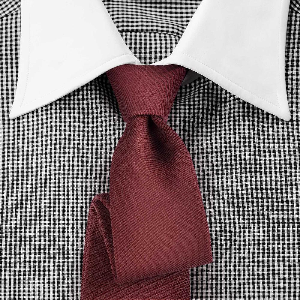 Rubinacci Camicia con collo bianco quadretto nero In Vendita