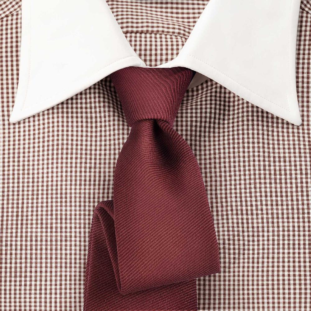 Rubinacci Camicia con collo bianco quadretto marrone Saldi