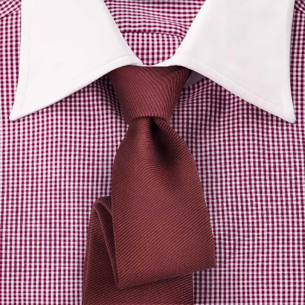 Rubinacci Camicia con collo bianco quadretto bordeaux Offerte