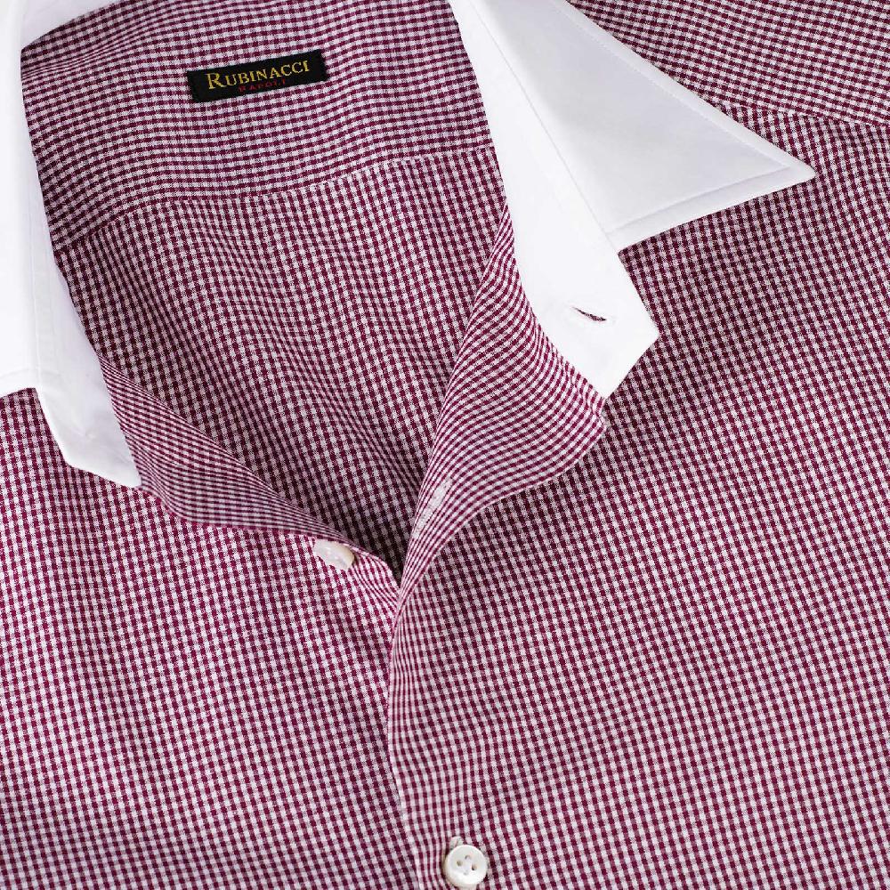Rubinacci Camicia con collo bianco quadretto bordeaux Offerte