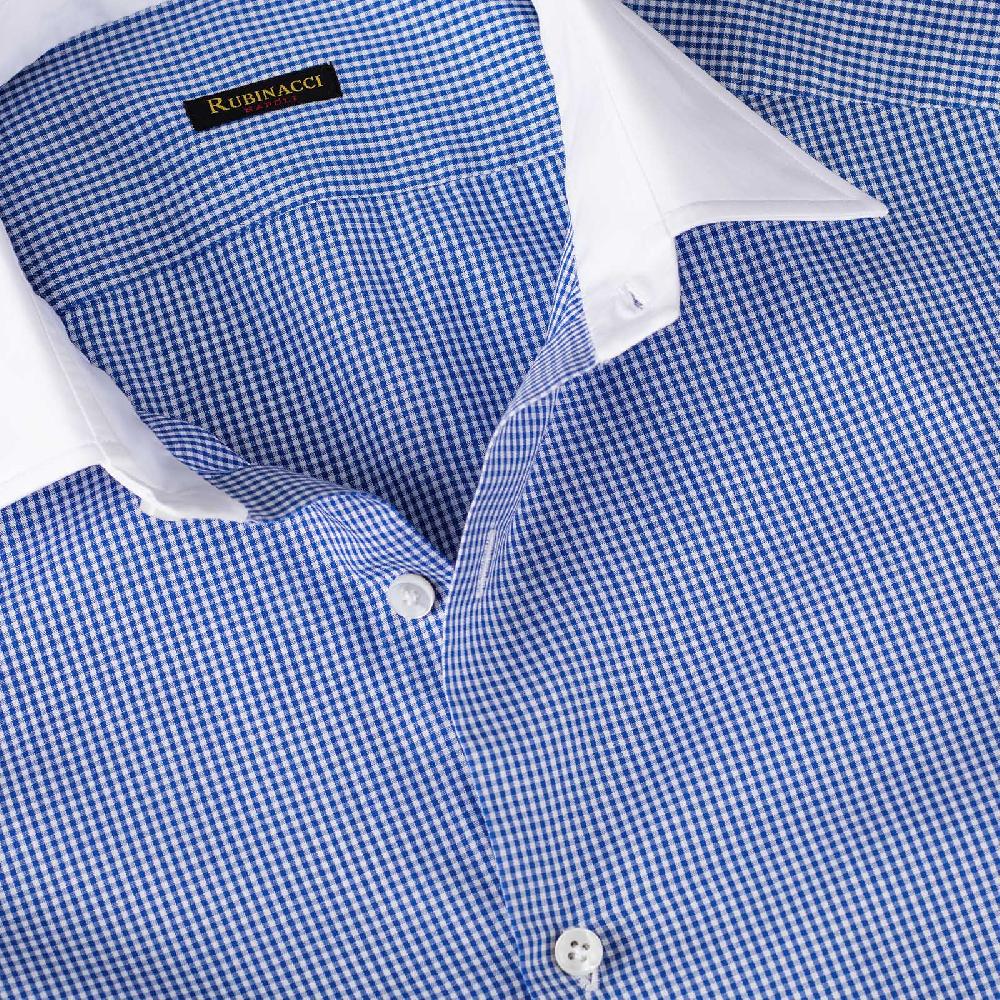 Rubinacci Camicia con collo bianco quadretto blu Hotsell