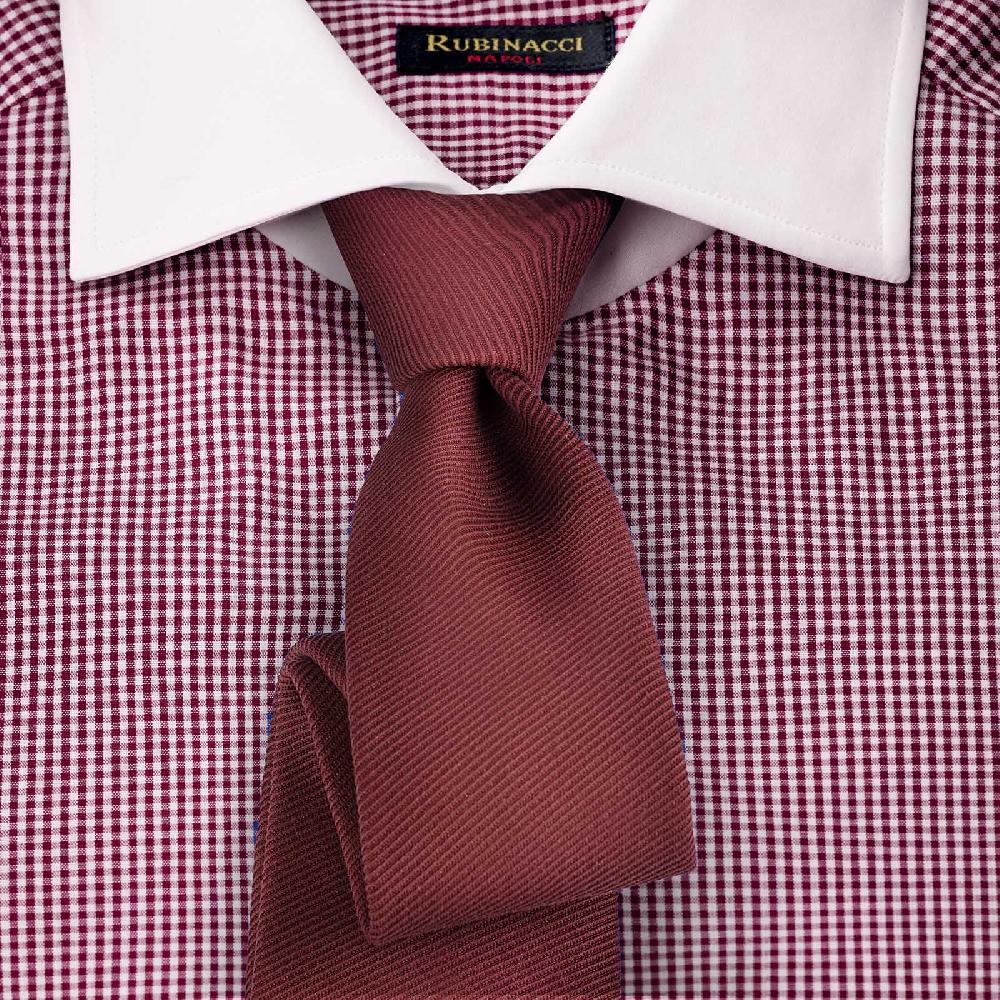 Rubinacci Camicia con collo bianco quadretto bordeaux Vendita Economica