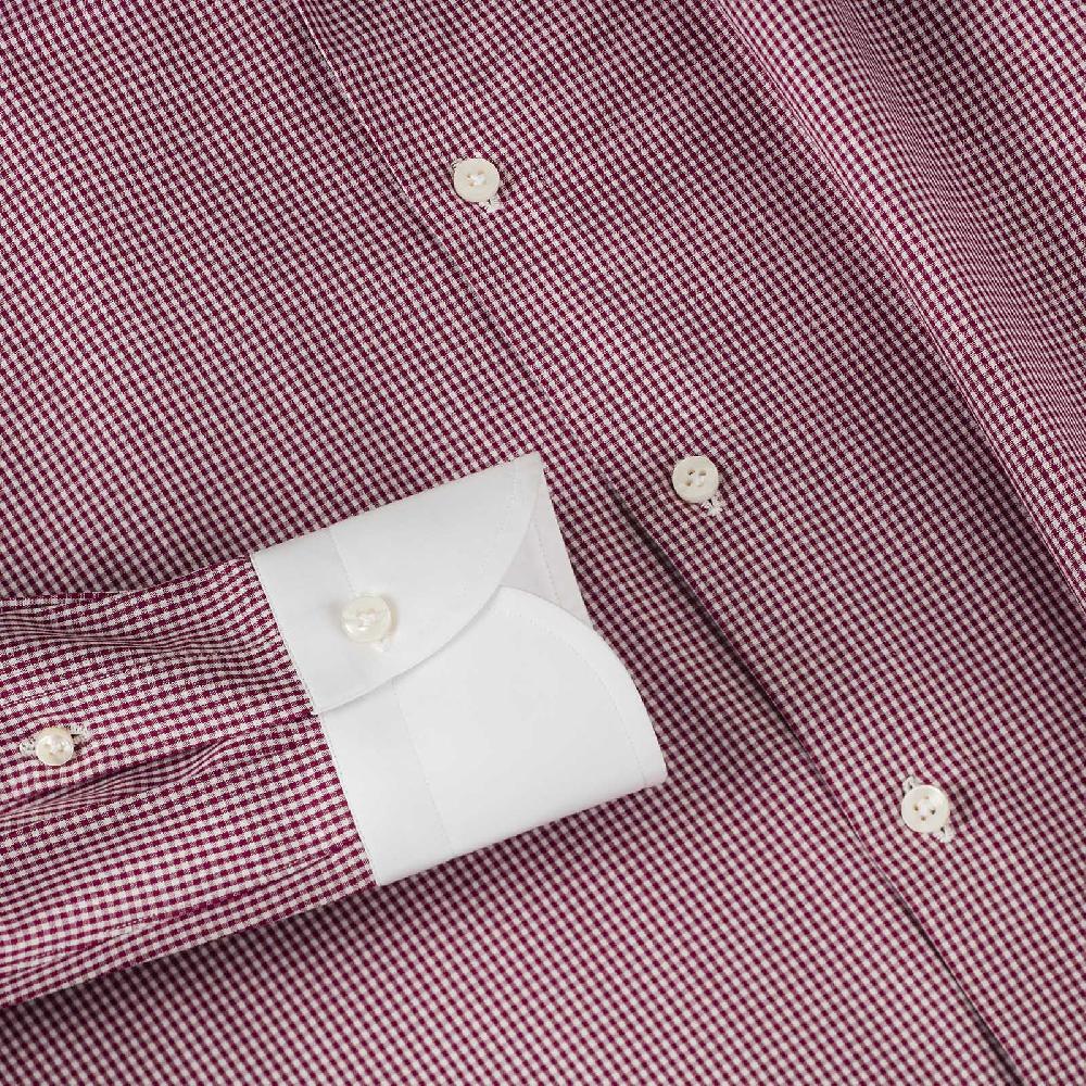Rubinacci Camicia con collo bianco quadretto bordeaux Vendita Economica