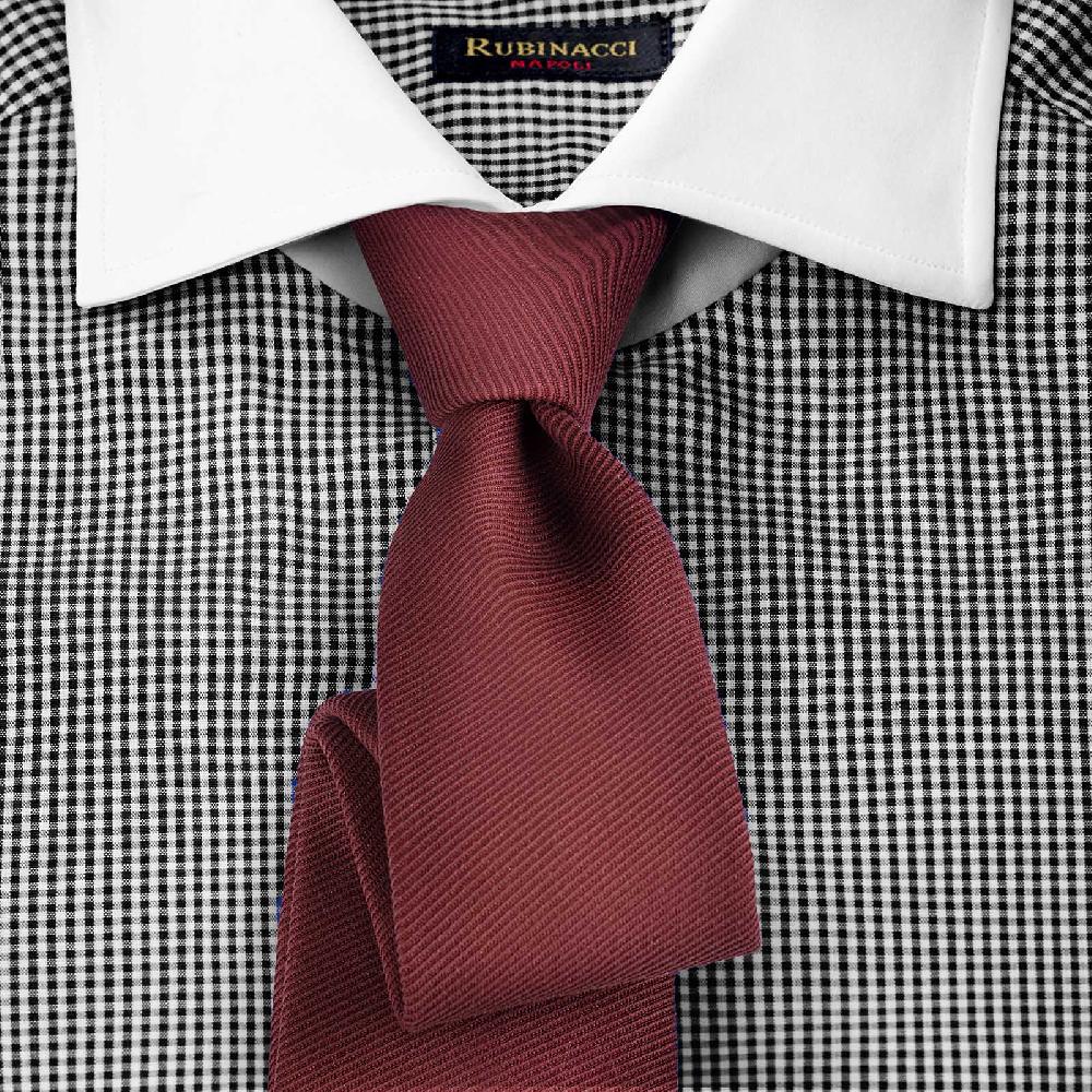 Rubinacci Camicia con collo bianco quadretto nero Saldi Di Fabbrica