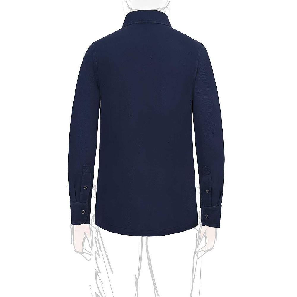 Rubinacci Camicia in piquet blu Nuova